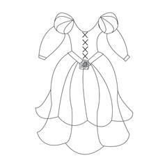 illustration of a dress, Dress coloring page, gown line art