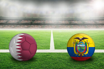 Qatar Versus Ecuador football in Soccer Stadium With Copy Space