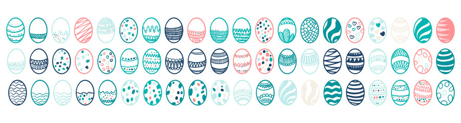 Colorful collection with easter eggs. Vector illustration. Easter seamless patterns. Spring pattern for banners, posters, cover design templates, social media stories wallpapers and greeting cards.