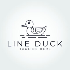 minimal and simple line duck logo vector icon design