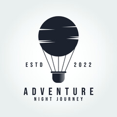 hot Air balloon. moon air balloon creative concept air transportation design logo © Prast-HF