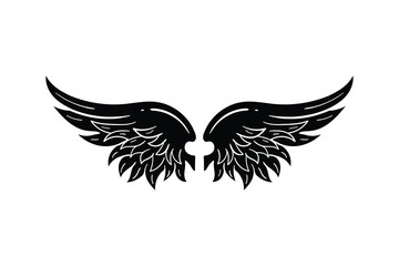 hand drawn black wings doodle illustration for tattoo stickers poster etc