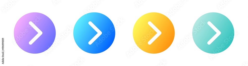 Poster arrows icon in circle with gradient colours. arrow icon set for forward click buttons.