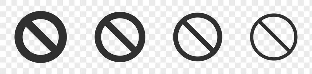 Set of black prohibition sign with no symbol.