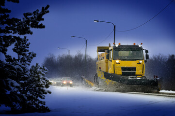 Snow plows plow roads in Finland