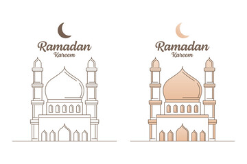 Ramadan kareem vector design illustration monoline or line art style