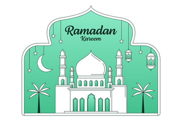 Ramadan kareem vector design illustration monoline or line art style