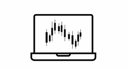 Trading Icon. Vector isolated editable trading icon with a laptop