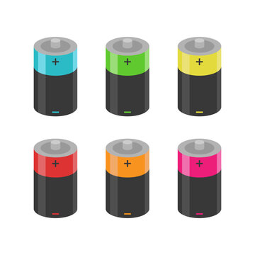 Battery vector icon set on white background