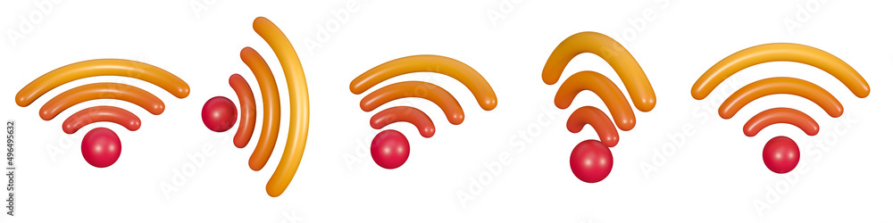 Poster orange wifi icon isolated on white background. 3d wi-fi icon design concept. wifi symbol. 3d render 