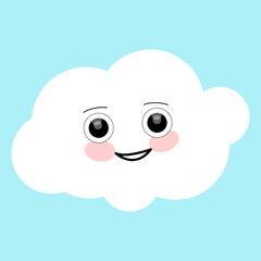 A nice cloud is flying across the sky. The character is cartoon.
