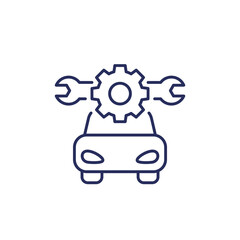 car repair service line icon on white