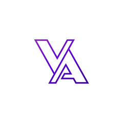 VA letters logo on white, monogram outline design