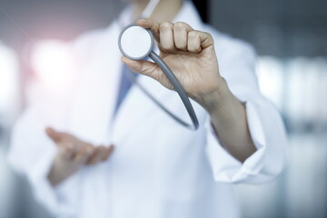 Doctor showing stethoscope.Health care and medicine concept