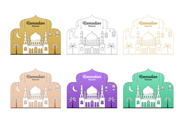 Obraz premium Ramadan kareem vector design illustration monoline or line art style