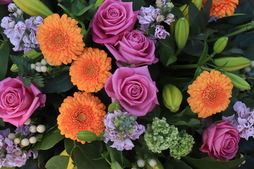 Orange and pink flower arrangement