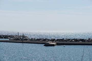 view of the breakwater and lake