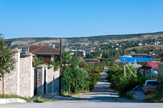 September 5, 2021 Republic of Crimea Feodosia. Urban landscape, private sector of the city.