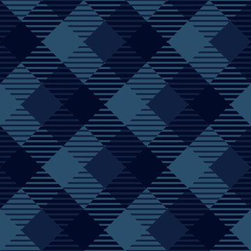 Dark blue plaid pattern, repeatable and seamless
