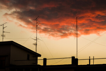 Fototapeta na wymiar Tramonto, sunset, napoli, nuvole, cloud,pomeriggio,