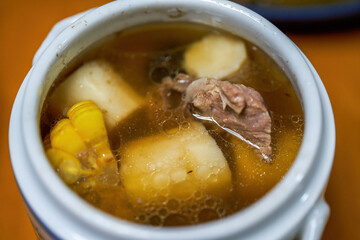 A bowl of delicious Cantonese stew, yam stewed pork ribs soup