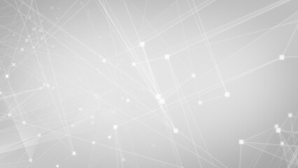 Abstract white gray polygon tech network with connect technology background. Abstract dots and lines texture background. 3d rendering.