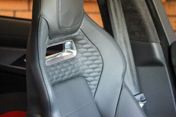 Details of a bucket seat in a high performance vehicle