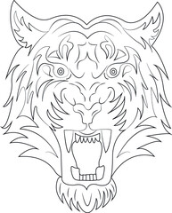 tiger coloring page with vector line art