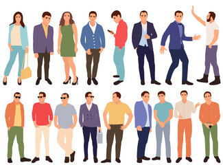 set people flat design, isolated, vector
