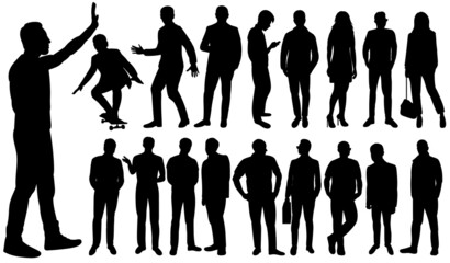 people set silhouette on white background isolated vector