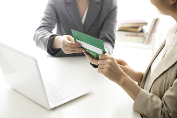 Financial adviser and customer meeting in office