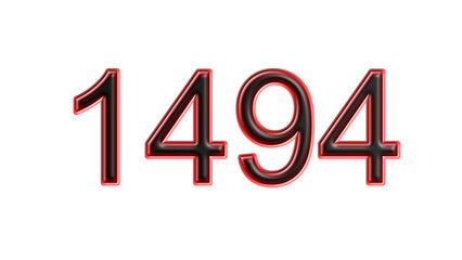 red 1494 number 3d effect white background