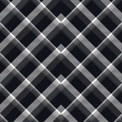 Black and White Chevron Plaid Tartan textured Seamless Pattern Design
