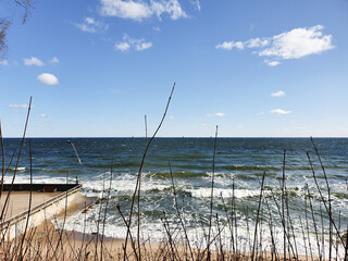 View of an empty beach in Gdynia Poland