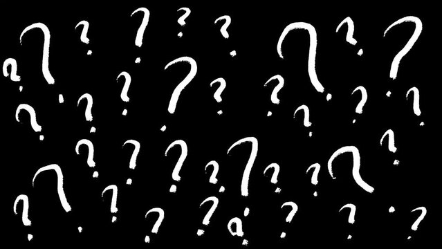Lot of Question Marks Background on Black Color Animation Loop
