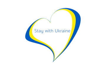 Ukrainian flag in the shape of a heart. Symbol of freedom and inviolability. Glory to Ukraine. Stay with Ukraine