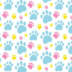 Paws pattern. I love animals, my pet, my dog and cat. Desigh for pets fabric and textile. Simple composition. Print for textiles and posters of veterinary clinics. Silhouette of cute paws.