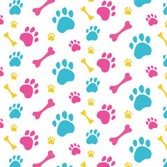 Paws pattern. I love animals, my pet, my dog and cat. Desigh for pets fabric and textile. Simple composition. Print for textiles and posters of veterinary clinics. Silhouette of cute paws.
