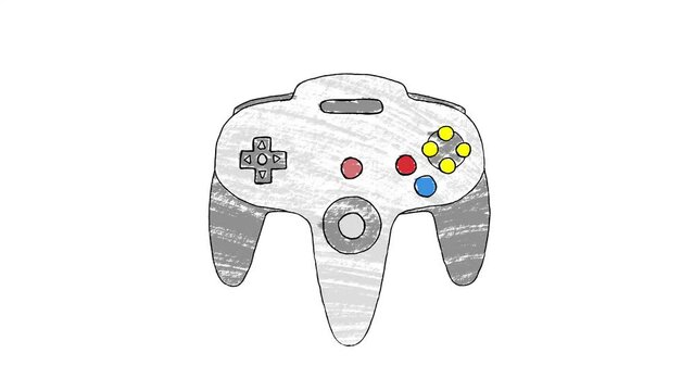 Vintage Retro Game Controller from 90s Hand Drawn Animation Loop