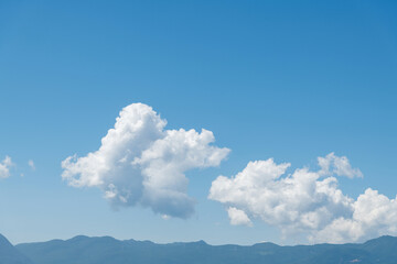 Landscape of blue sky and mountain