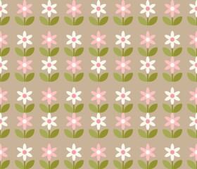Fototapeta na wymiar Simple seamless pattern with cute flowers. Abstract floral background.