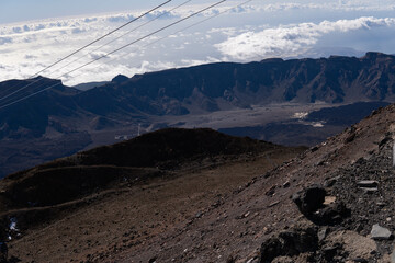 Photo of the National Park of Teide, with the volcano in Tenerife during a sunny day in winter. 