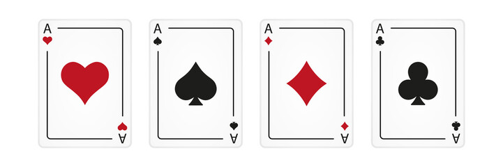 Fototapeta Four playing cards. Playing card suits icon set. Vector isolated on white. obraz