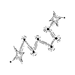 Constellation line. Astronomical symbol. Star shine. Heavenly body. The magic of the night sky. Space constellation. Astrological forecast. Hand drawn vector doodle illustration. Simple element.