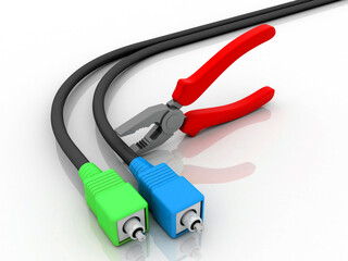 3d rendering aux cable with cutting player
