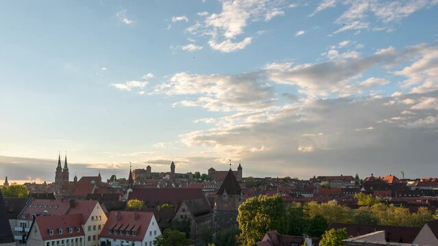Zeitraffer von Tag zu Nacht der Kaiserburg N&uuml;rnburg