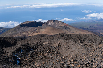 Photo of the National Park of Teide, with the volcano in Tenerife during a sunny day in winter. 