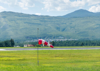 Airport windsock in the wind