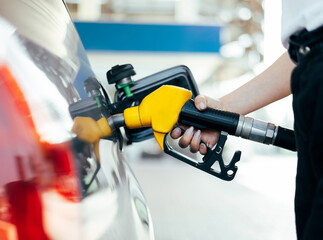 full diesel car petrol station - obrazy, fototapety, plakaty