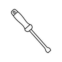 Blade head screwdriver sketch. Construction tool. Color vector instrument illustration